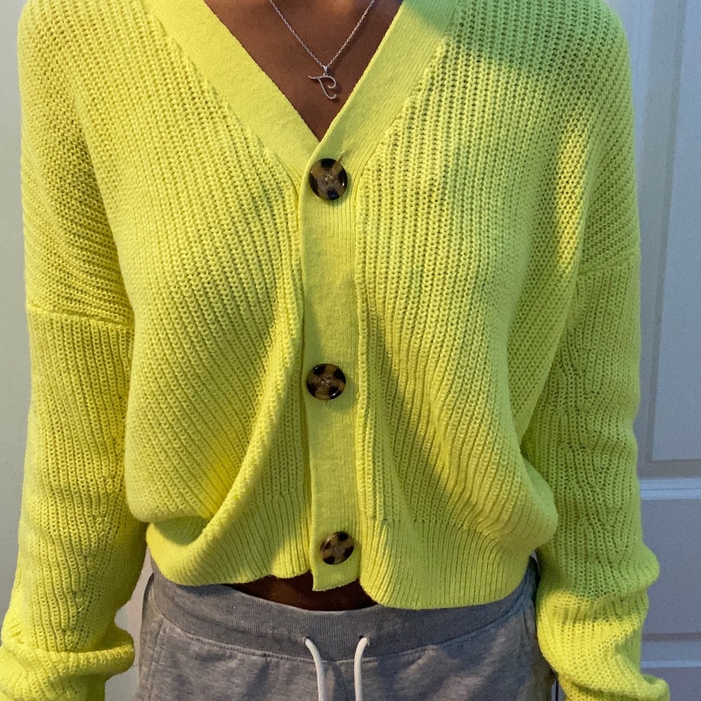 Yellow knitted sweater